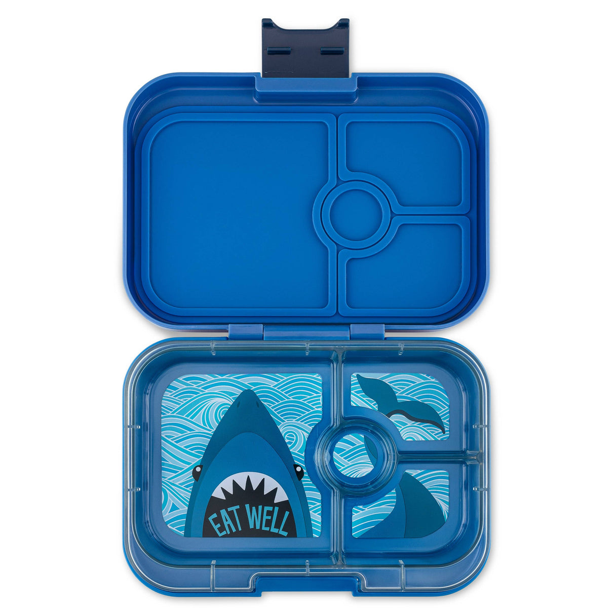 Leakproof Bento Box for Sandwiches - Yumbox Surf Blue with Shark Tray