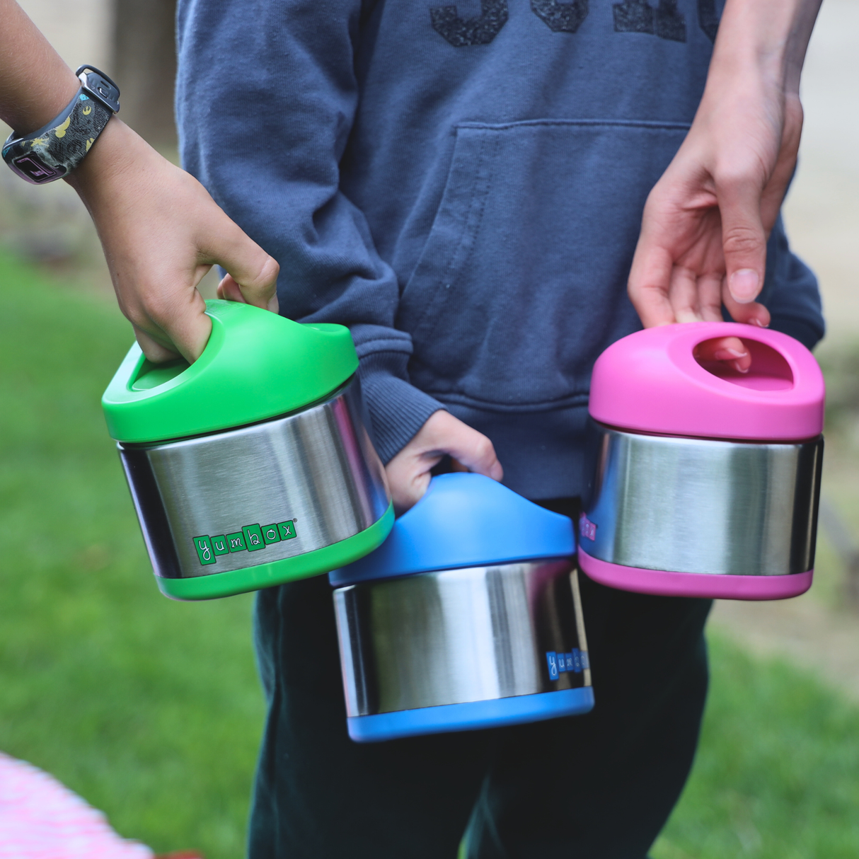 Yumbox Cubi Thermal Food Jar for Kids - Easy Carry and Open Lid 10 oz - Apple Green