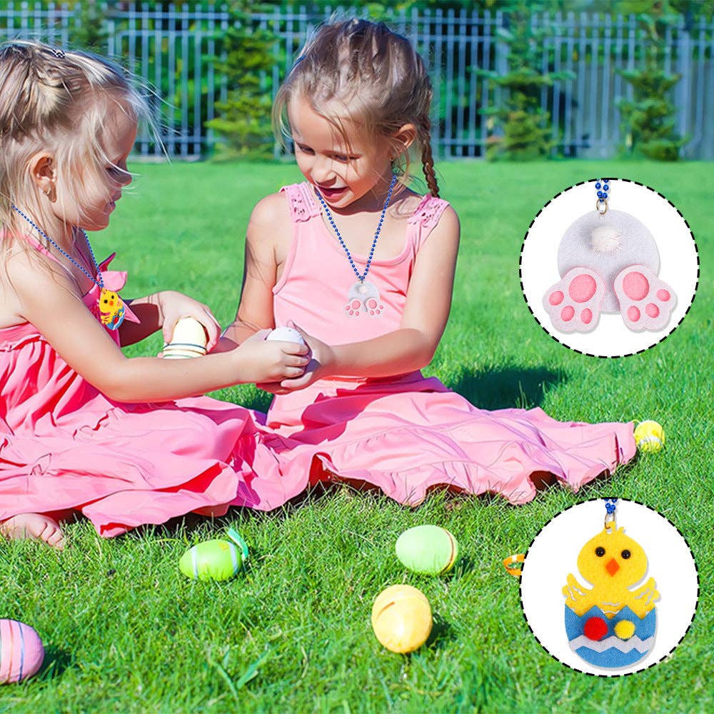 Children's Easter Bunny Necklace Colorful Egg Chain for Family Gatherings