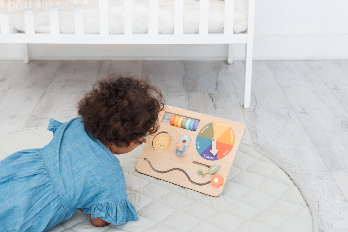 Wooden Busy Board, Montessori Interactive Activity Board