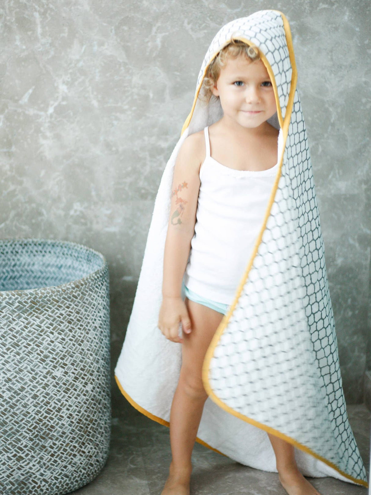 Hooded Towel: Handmade, Block-Printed Cotton, Baby/Toddler