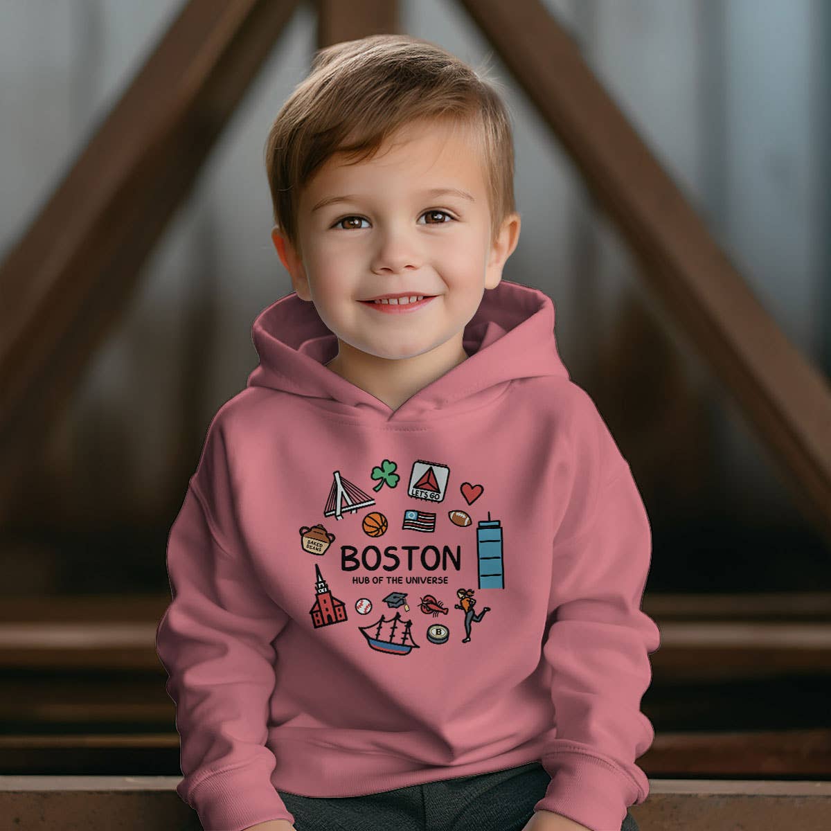 Boston Doodles Icons Massachusetts Toddler Unisex Hoodie