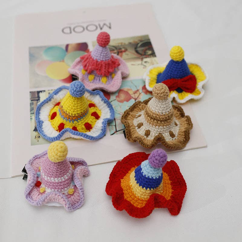 Colorful Princess Crochet Hat Hair Clip Handmade Hair Accessory