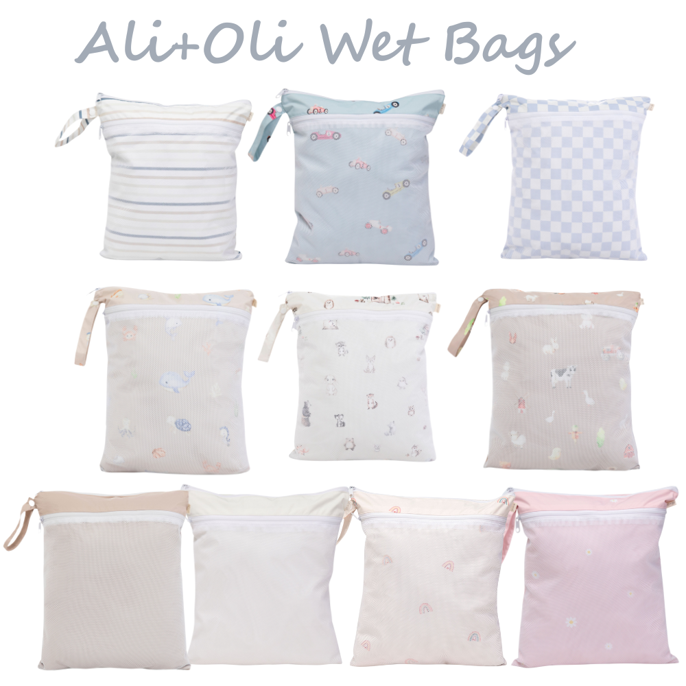 Dual-Compartment Wet/Dry Bag with Mesh Pocket (Blue Checker)