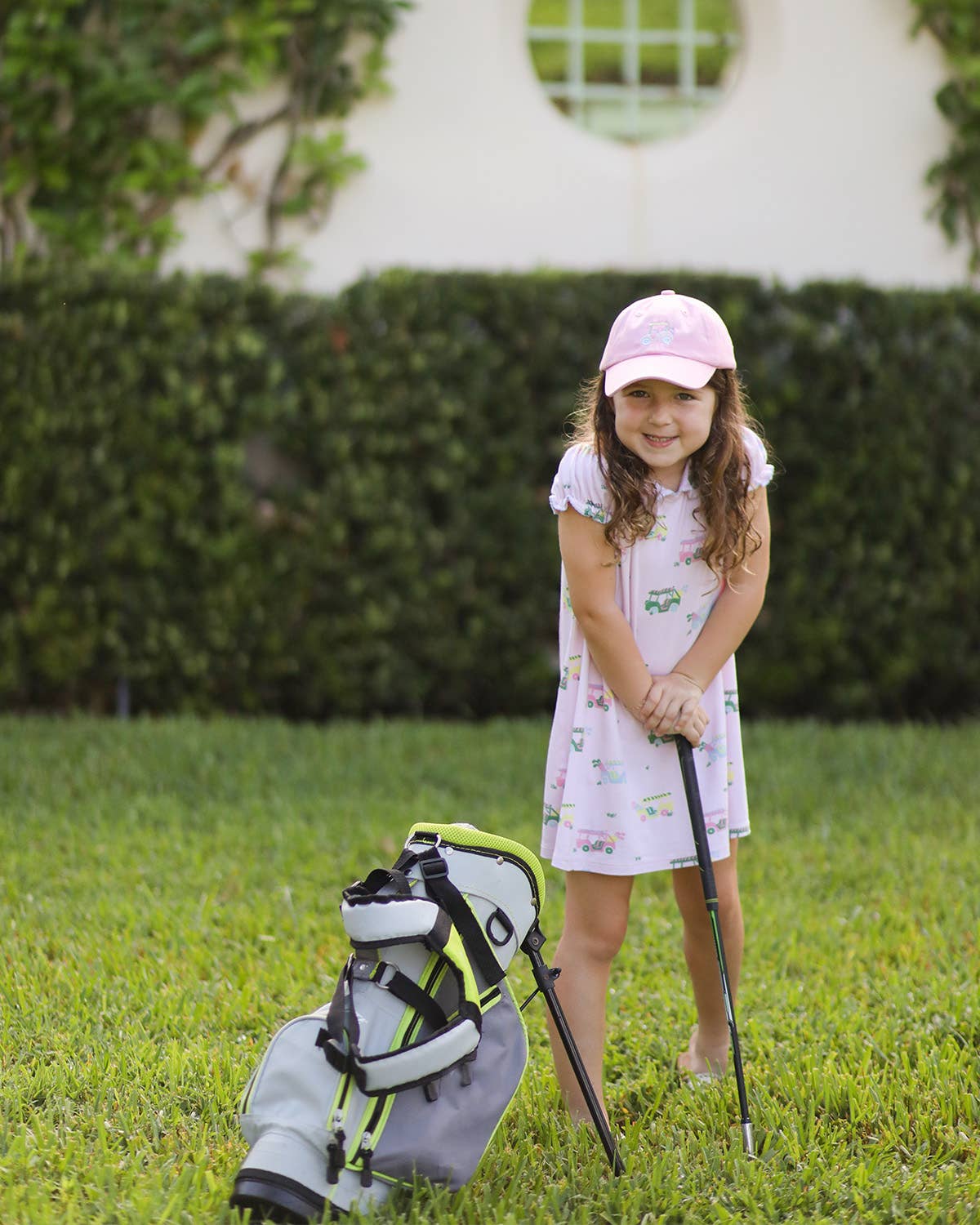 Rainbow Golf Cart Bow Baseball Hat (Baby, Youth)