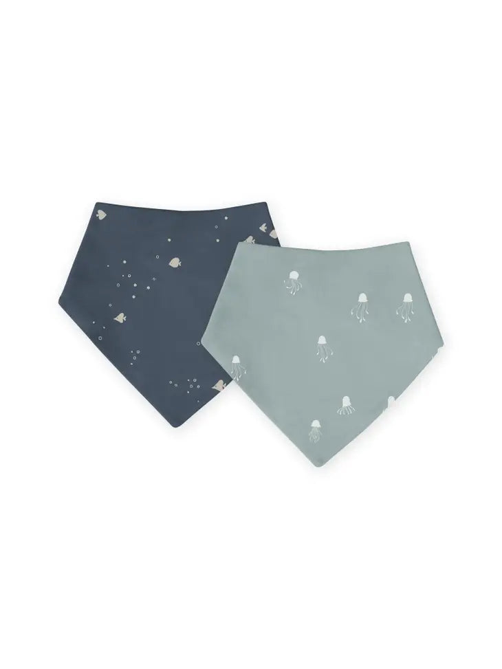 Organic Baby Bib Set (2-pack) - Jellyfish + School of Fish