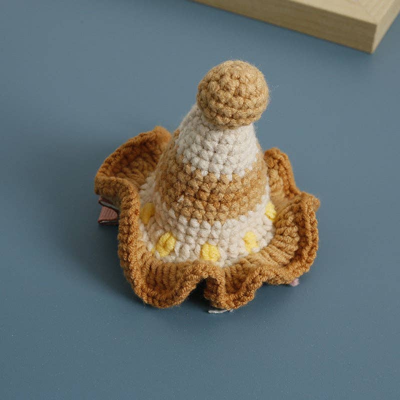 Colorful Princess Crochet Hat Hair Clip Handmade Hair Accessory