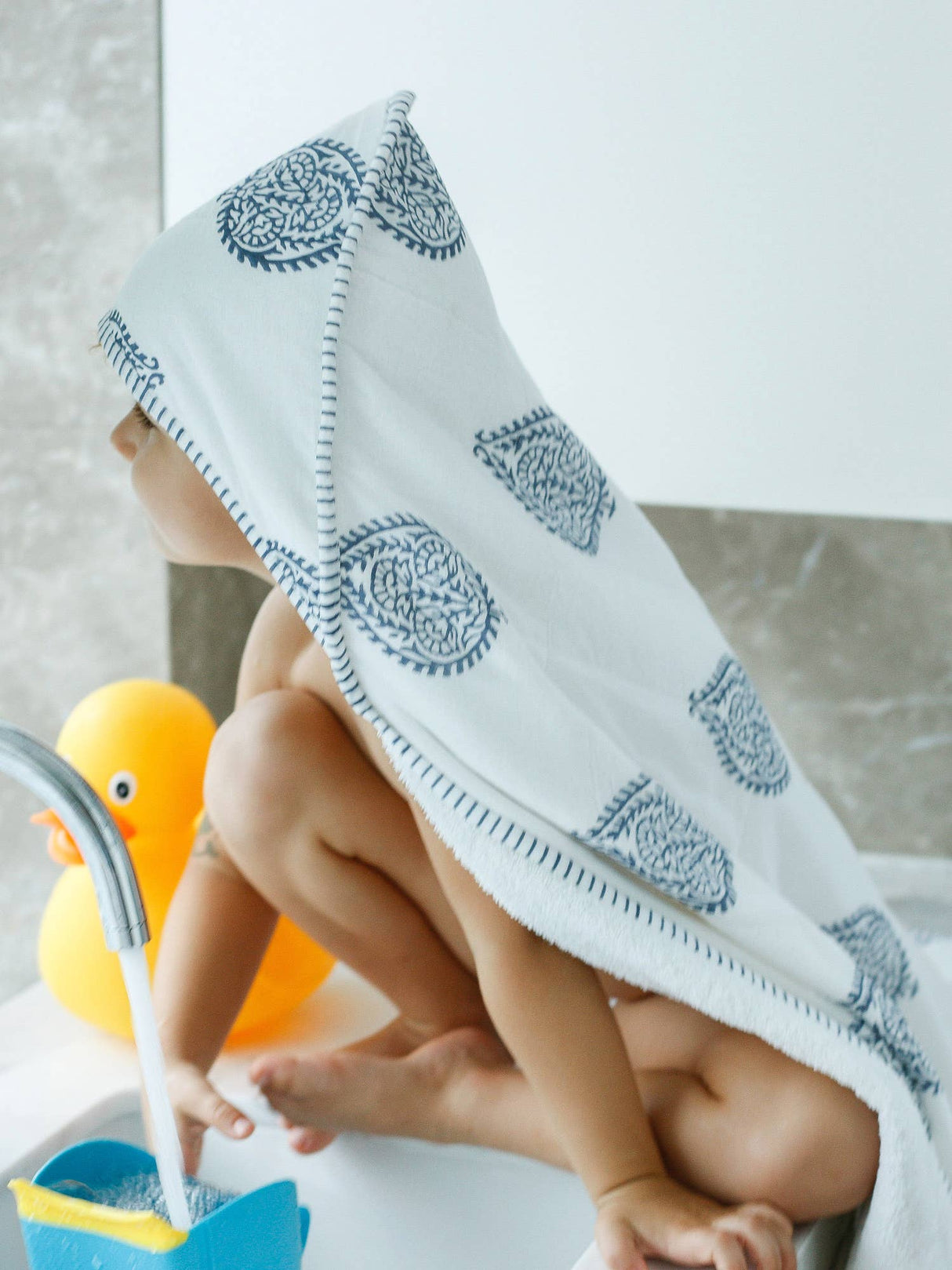 Hooded Towel: Handmade, Block-Printed Cotton, Baby/Toddler