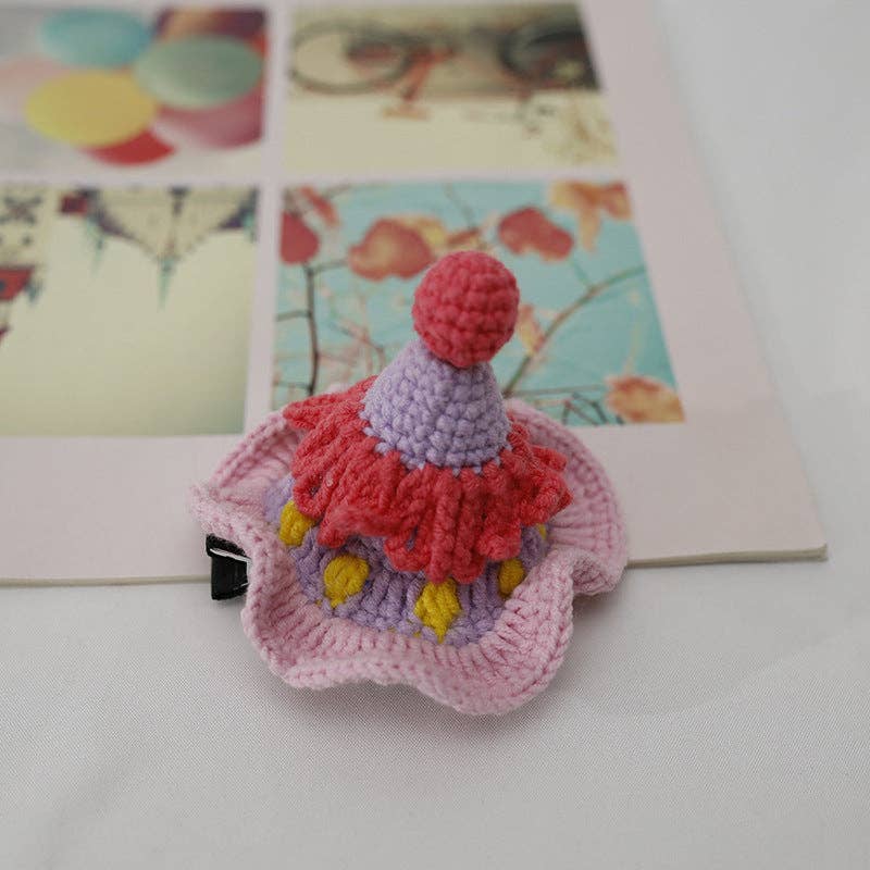 Colorful Princess Crochet Hat Hair Clip Handmade Hair Accessory