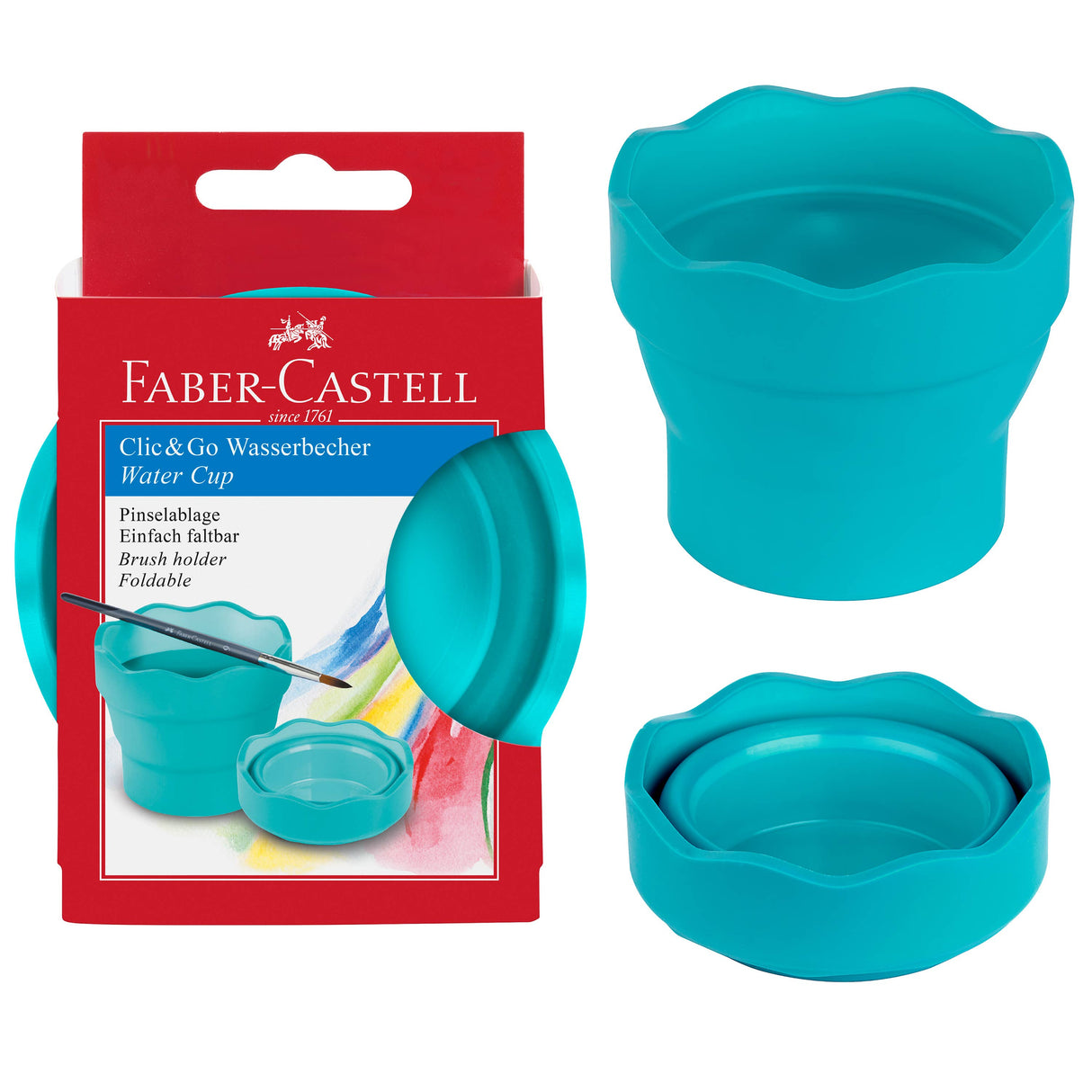 Clic & Go Collapsable Water Cup for Painting, Turquoise