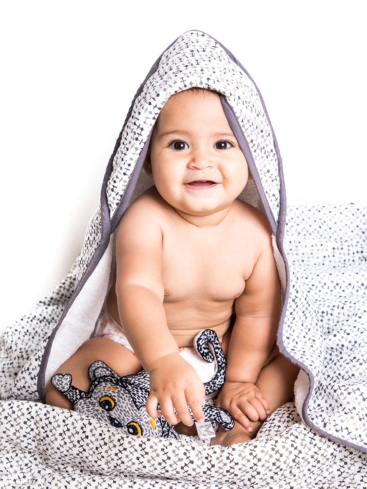 Hooded Towel: Handmade, Block-Printed Cotton, Baby/Toddler