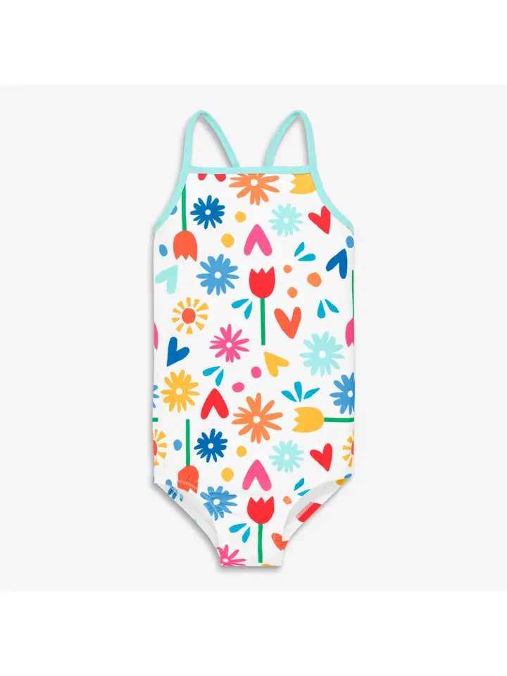 Swimsuit in Rainbow Garden Party