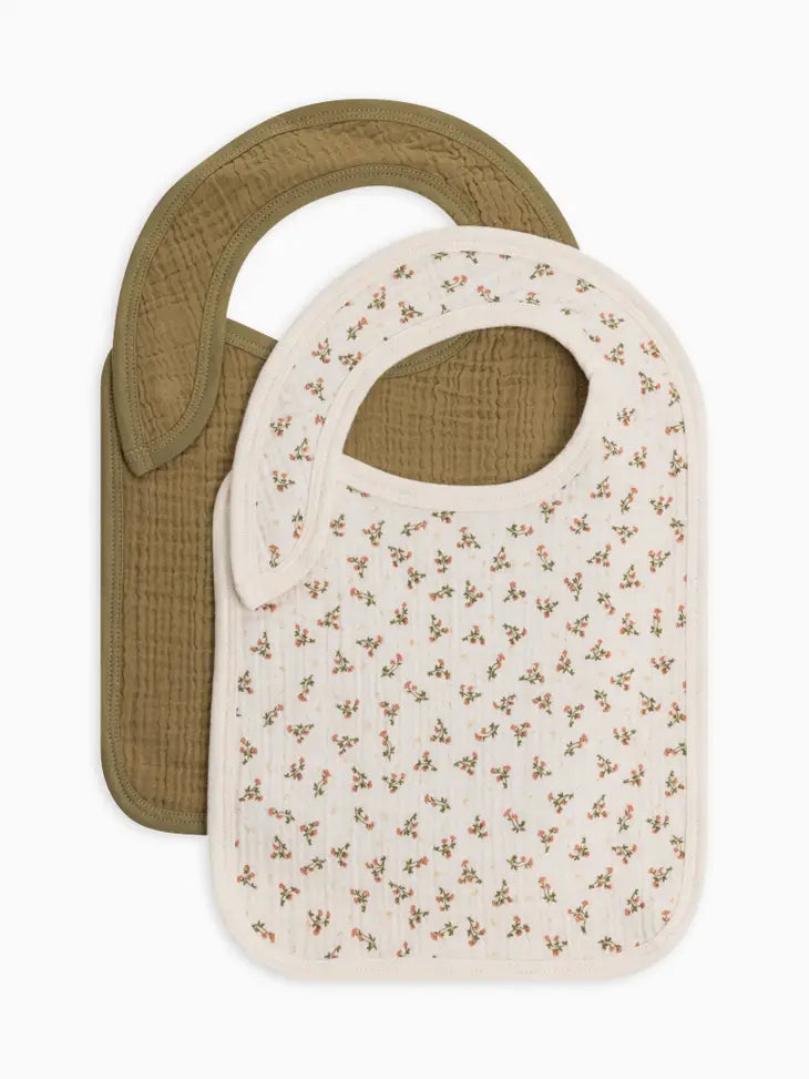 Organic Muslin Classic Bib Set (2-pack) - Wildflowers + Herb