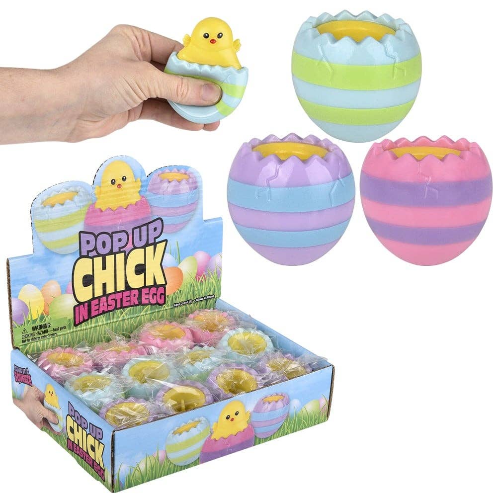 Squeezy Pop Up Hatching Chick 3" 12/disp - LLB Toys