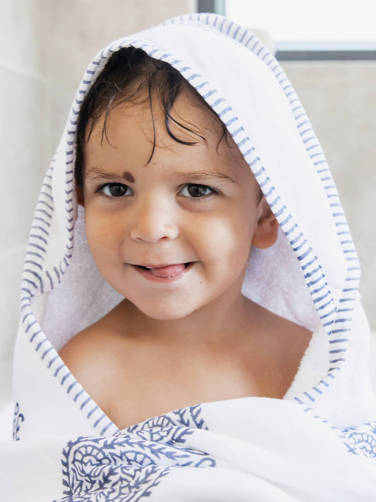 Hooded Towel: Handmade, Block-Printed Cotton, Baby/Toddler
