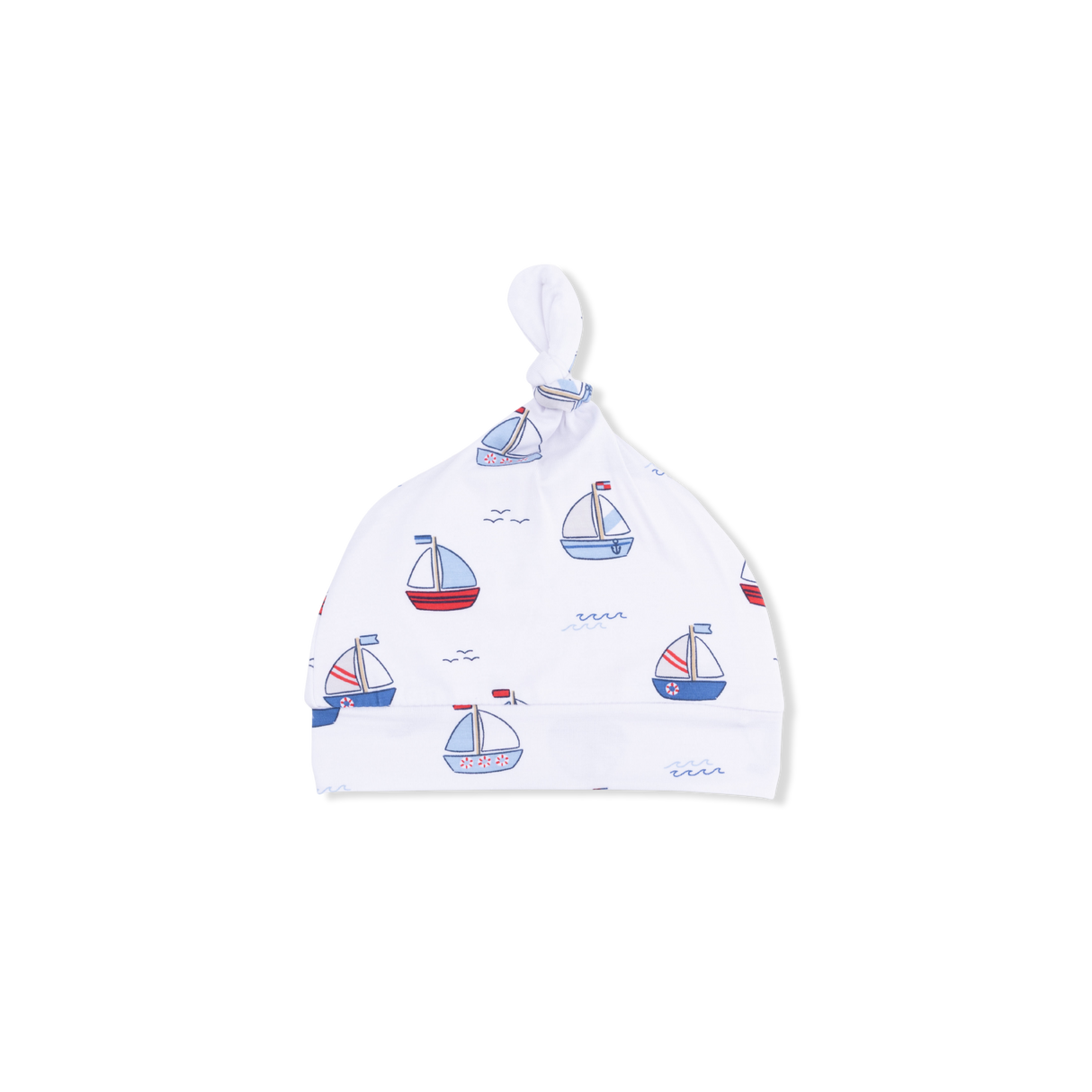 Bubbly Sailboats Blue - Knotted Hat
