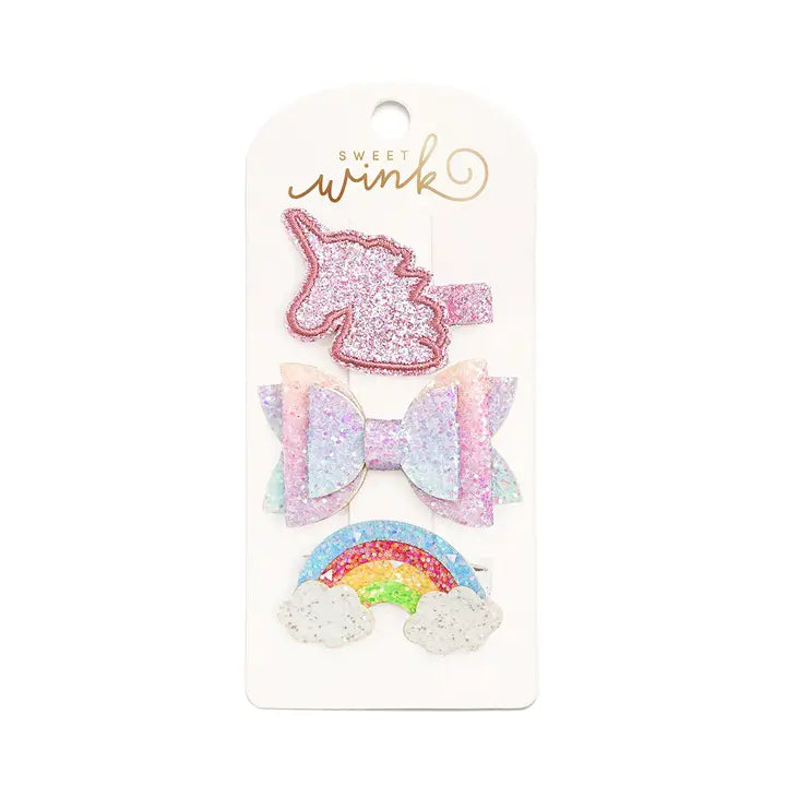 Unicorn Rainbow Clip Set - Kids Hair Clip Set