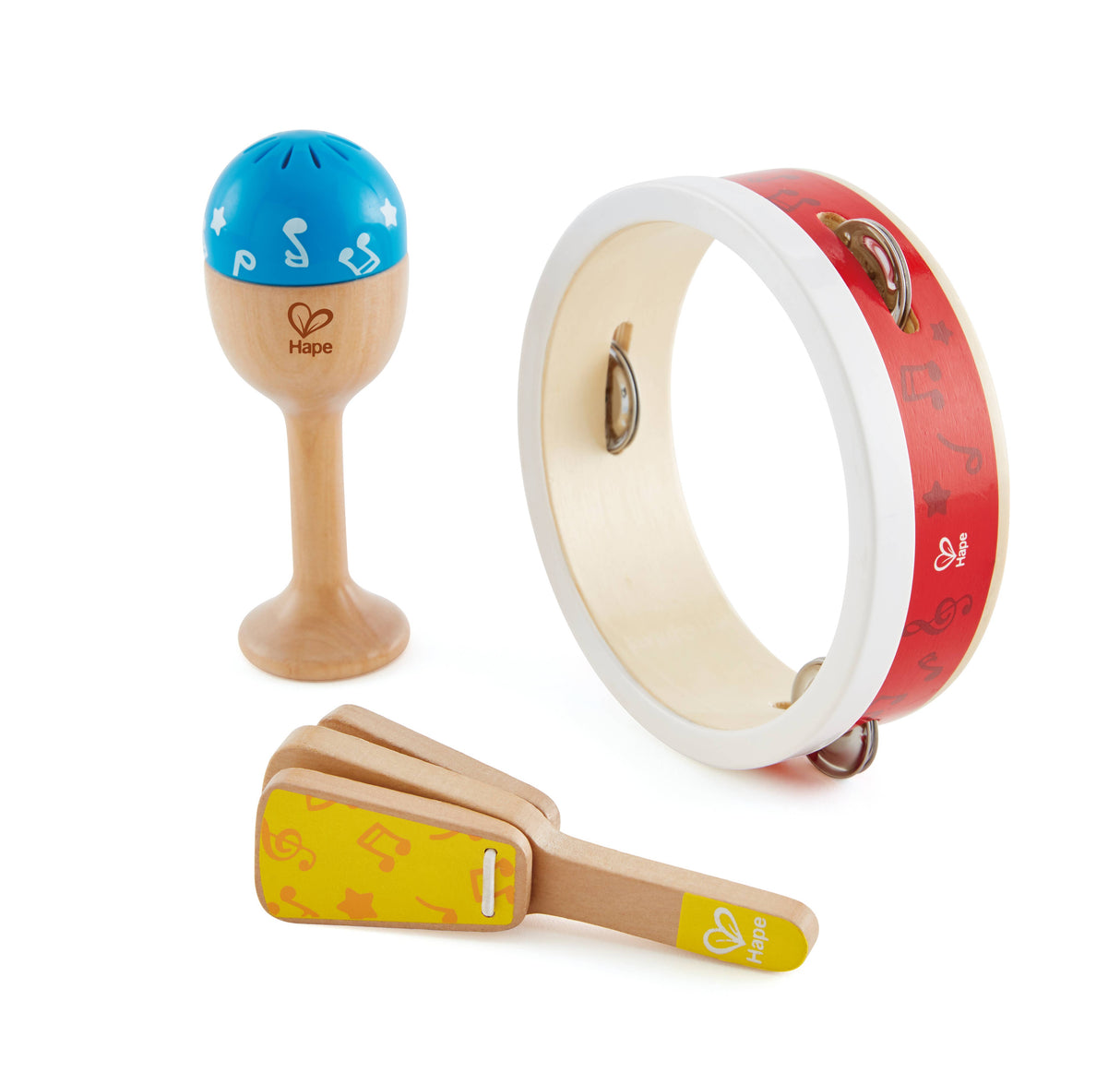 Hape Beginner’s Percussion Set-3-Piece Wooden Toy Instrument