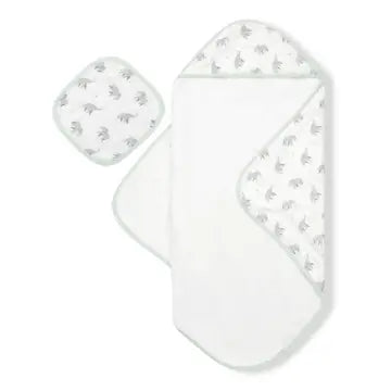 Elephant Hooded Baby Towel and Washcloth Set