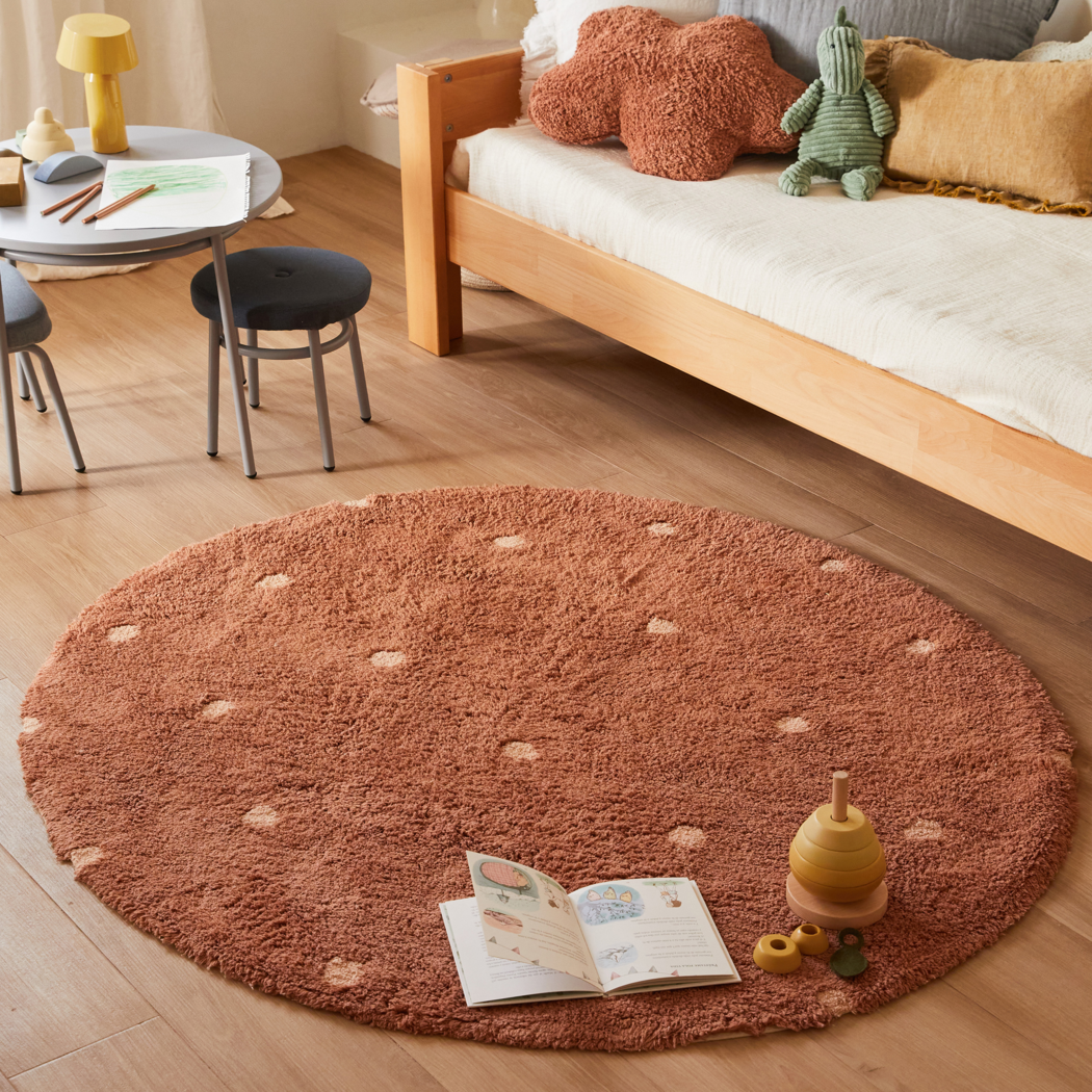 Washable rug Round Dot Chestnut