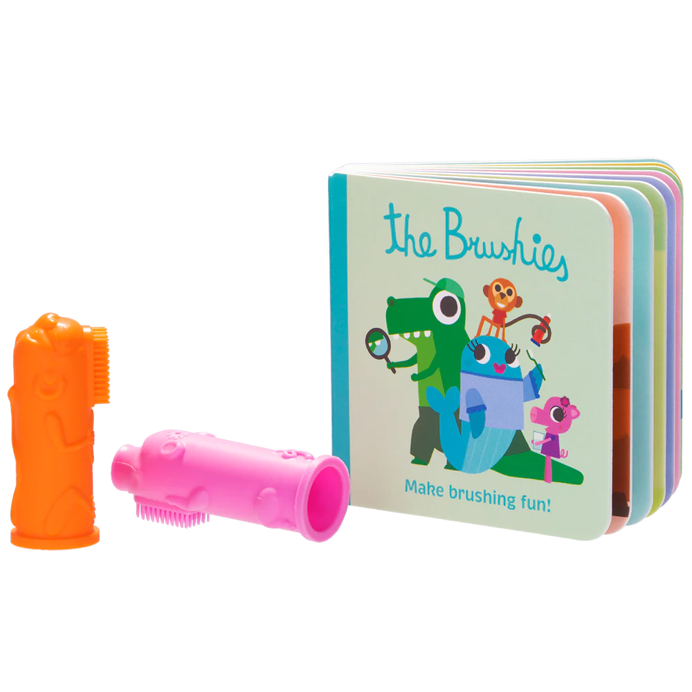 Baby & Toddler Finger Toothbrush - 2 Pack & Mini Book