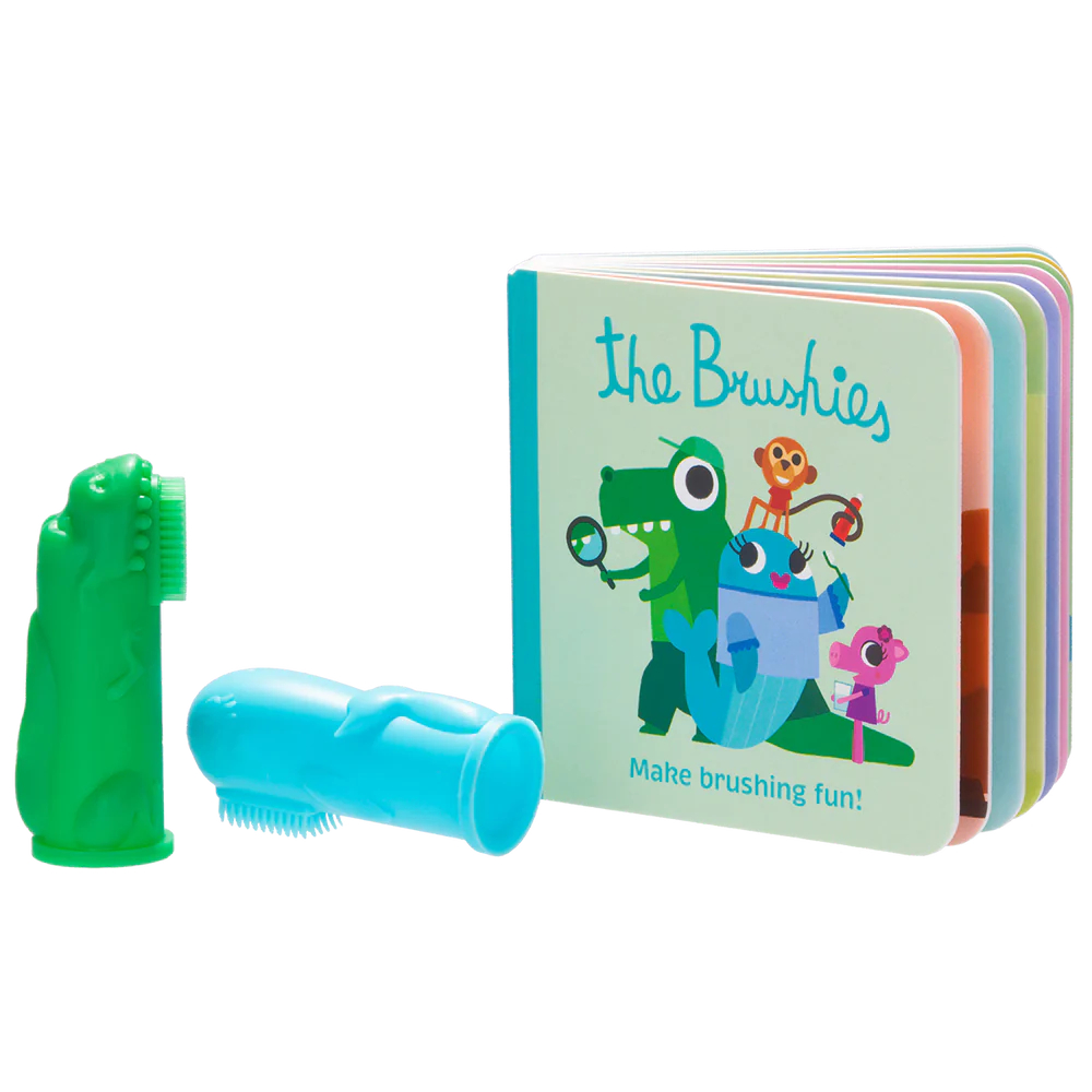 Baby & Toddler Finger Toothbrush - 2 Pack & Mini Book