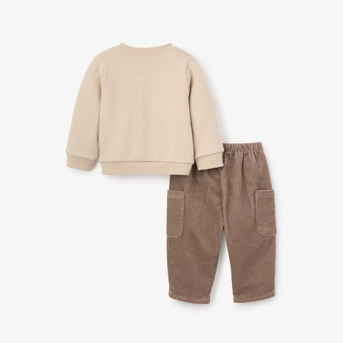 Wolf Printed Organic Fleece Sweatshirt + Cargo Pant Set