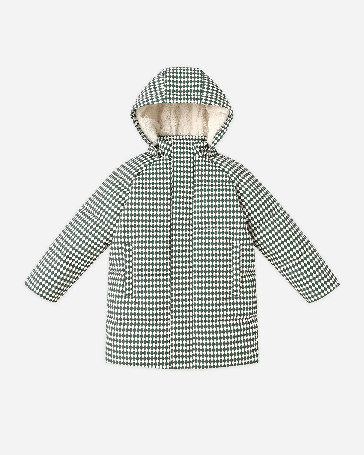 Long Down Puffer Jacket || Green Diamond