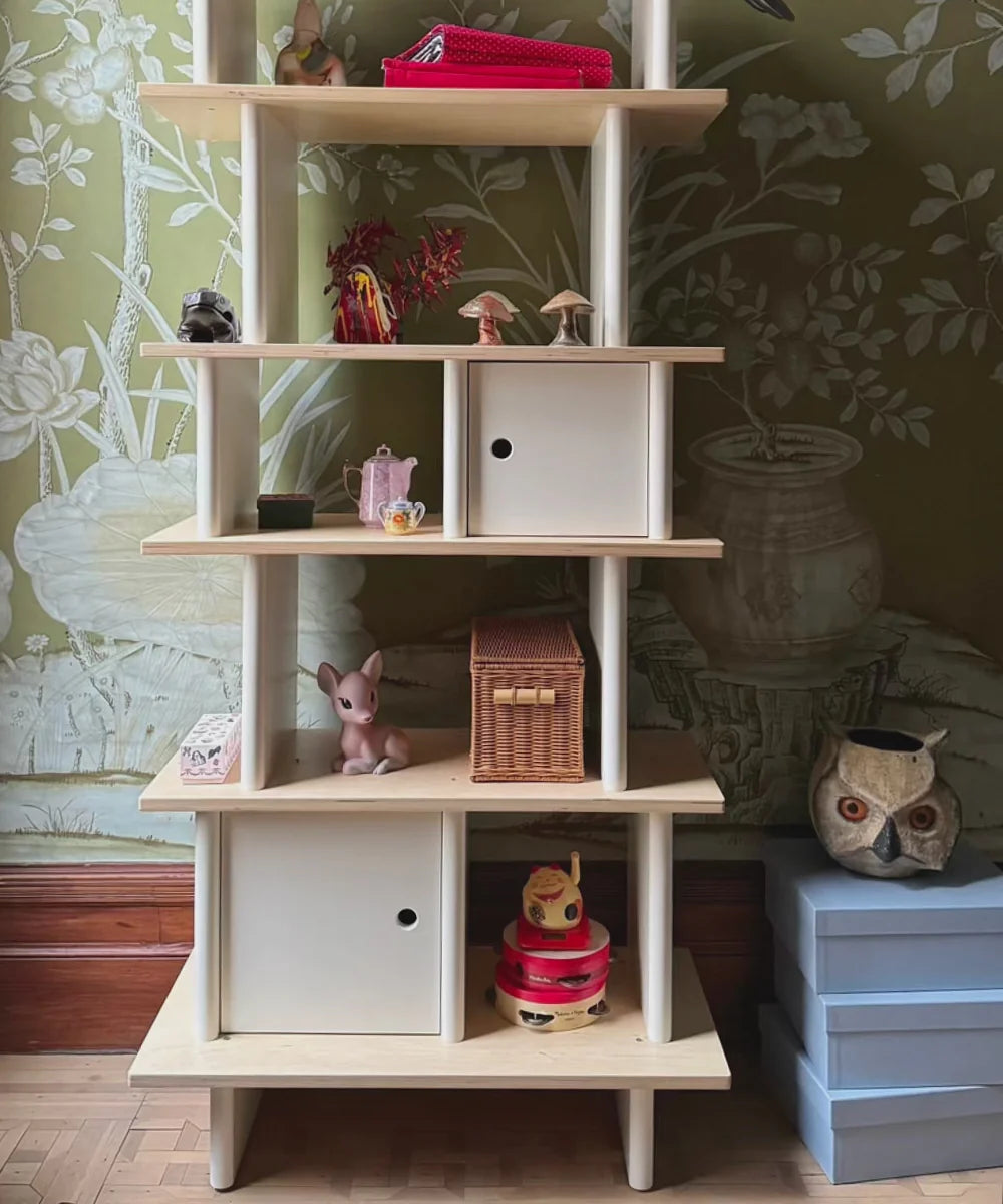 Vertical Mini Library bookshelf, compact and modern storage solution for children's books