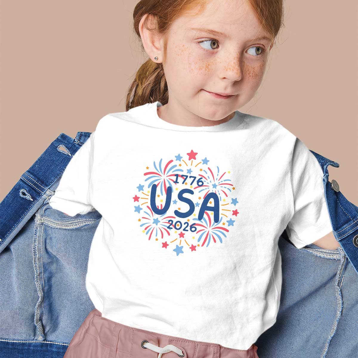 USA Fireworks Doodles 1776-2026 Toddler T-Shirt 2T-5/6