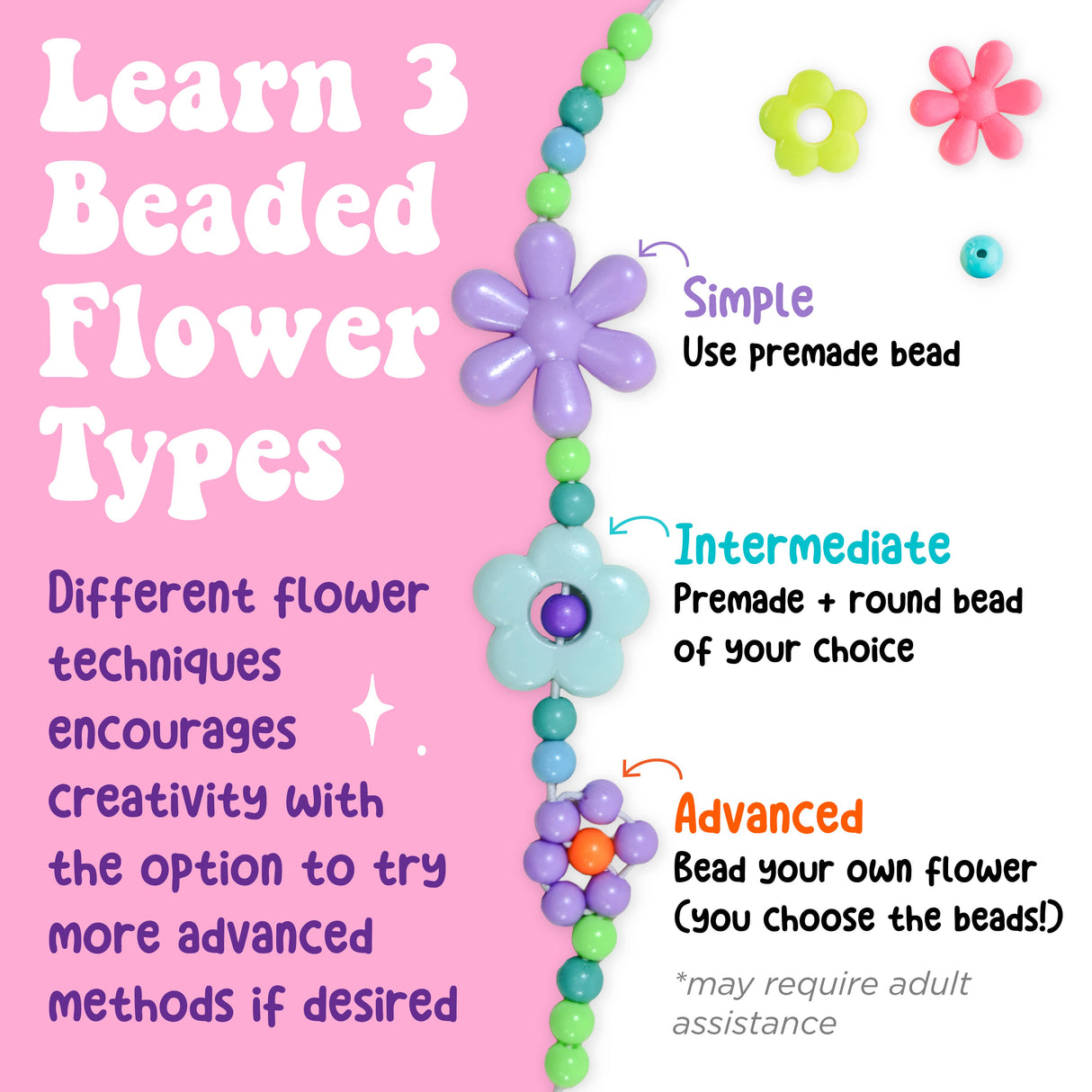 Beaded Flower Bracelets Mini Kit for Kids