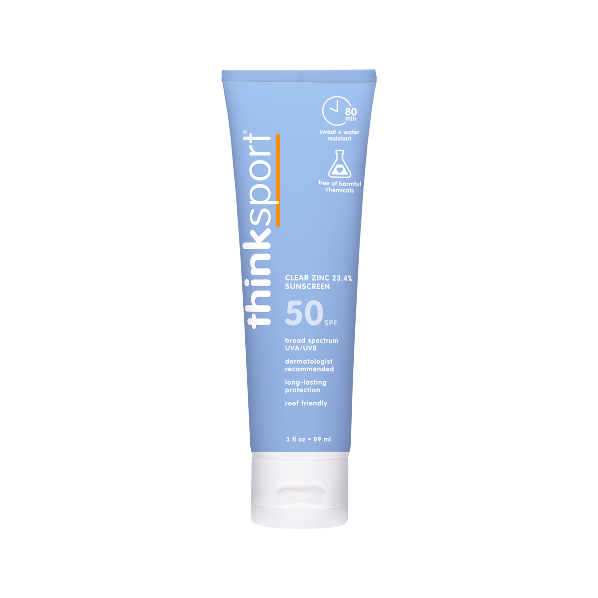 Think Sport SPF 50 Clear Zinc Sunscreen 3 oz, EWG #2