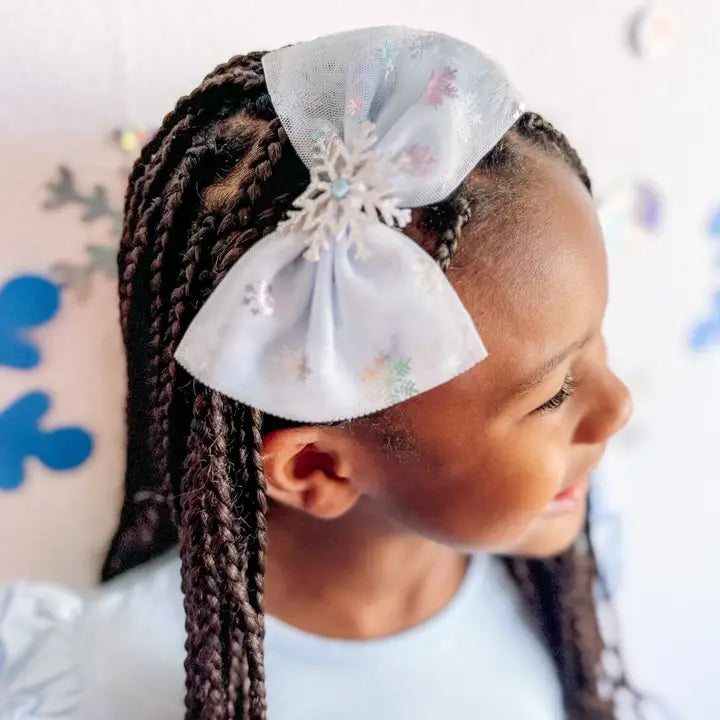 Snow Princess Iridescent Tulle Bow Headband - Kids Hair