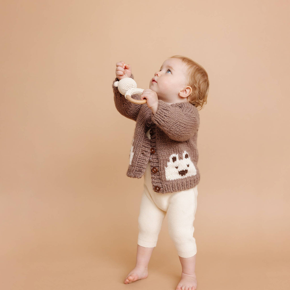 Bear Cardigan, Tan | Baby & Kid Sweater