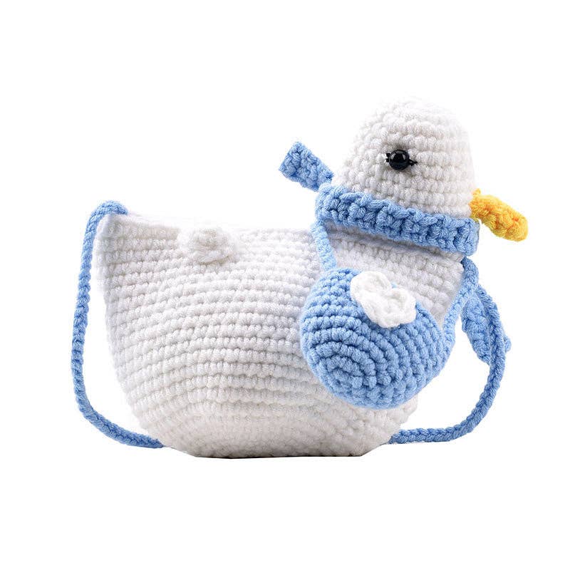 Cute Cartoon Knitted Duckling Shoulder Bag Stylish Kids Crossbody Bag