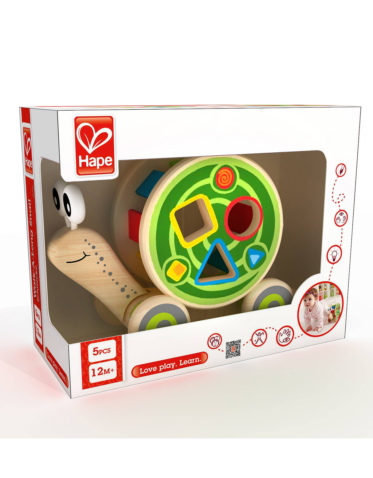 Hape Walk-A-Long Snail - Pull-Along Toy with Shape Sorting.
