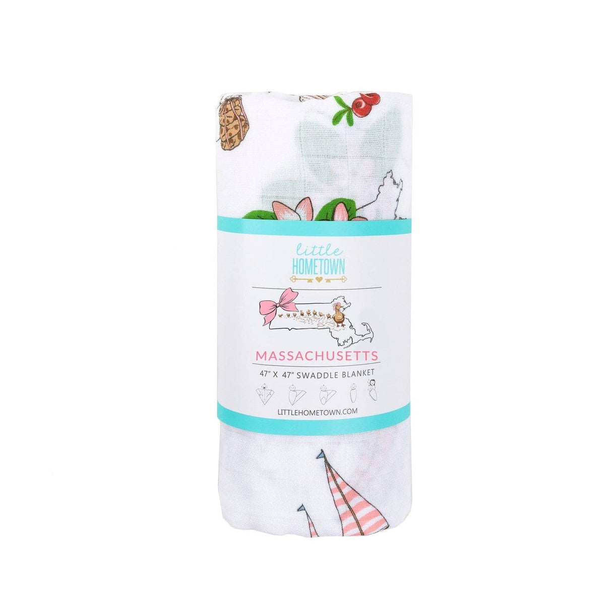Massachusetts Floral Muslin Swaddle Receiving Blanket Soft Bamboo Cotton Blend