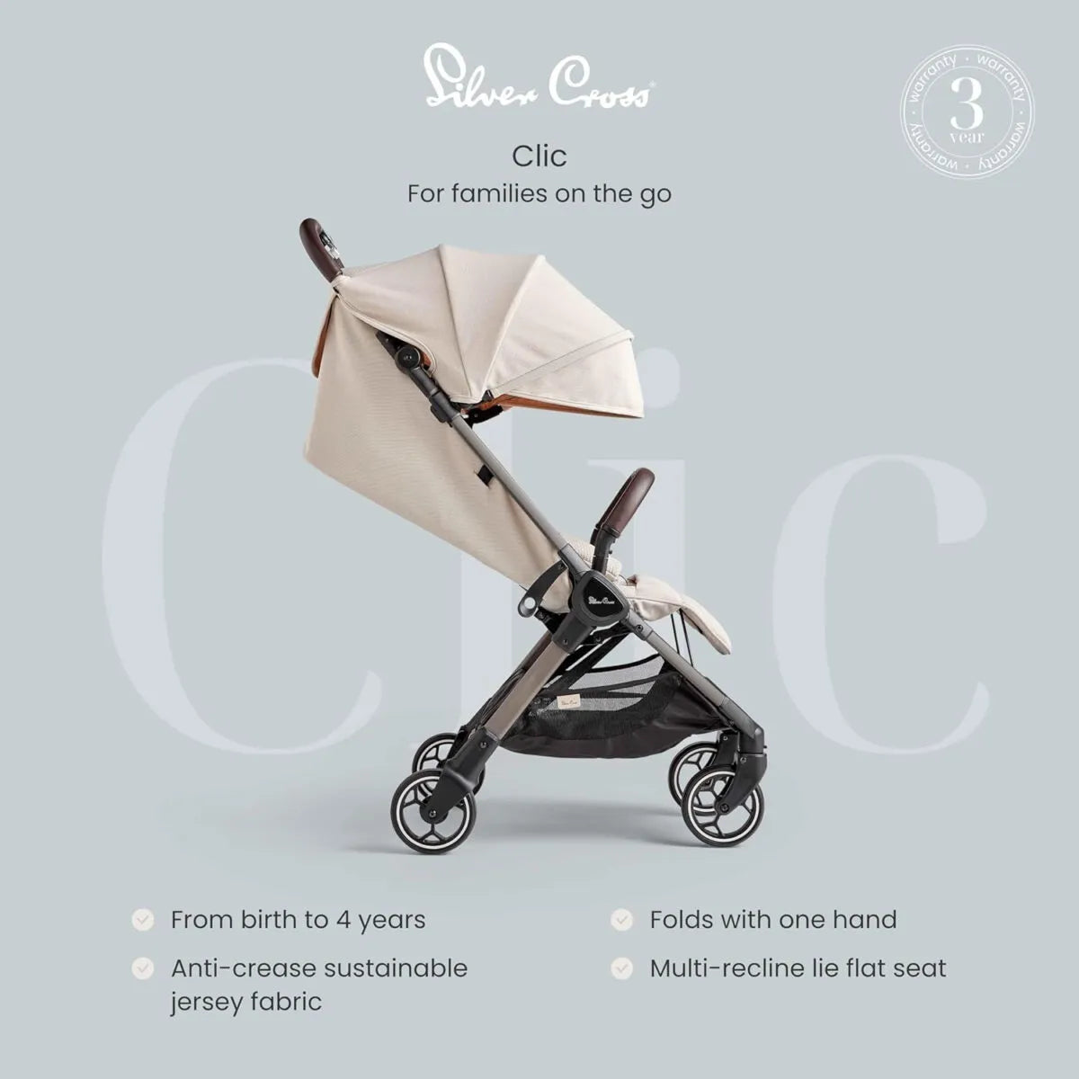 Silver Cross Clic Compact Lightweight Stroller