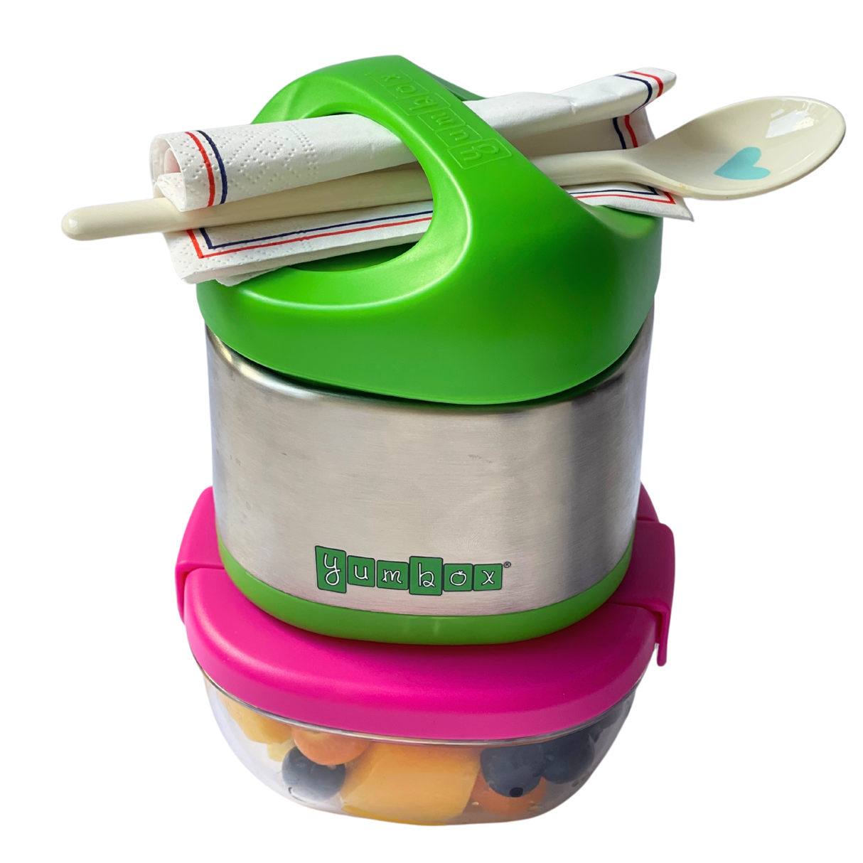 Yumbox Cubi Thermal Food Jar for Kids - Easy Carry and Open Lid 10 oz - Apple Green