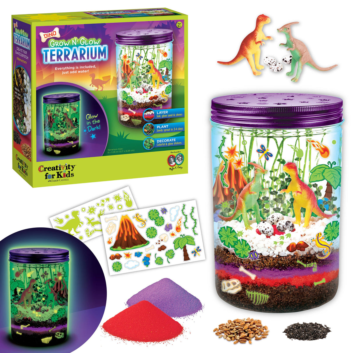 Grow N' Glow Dinosaur Terrarium DIY Craft Kit for Kids