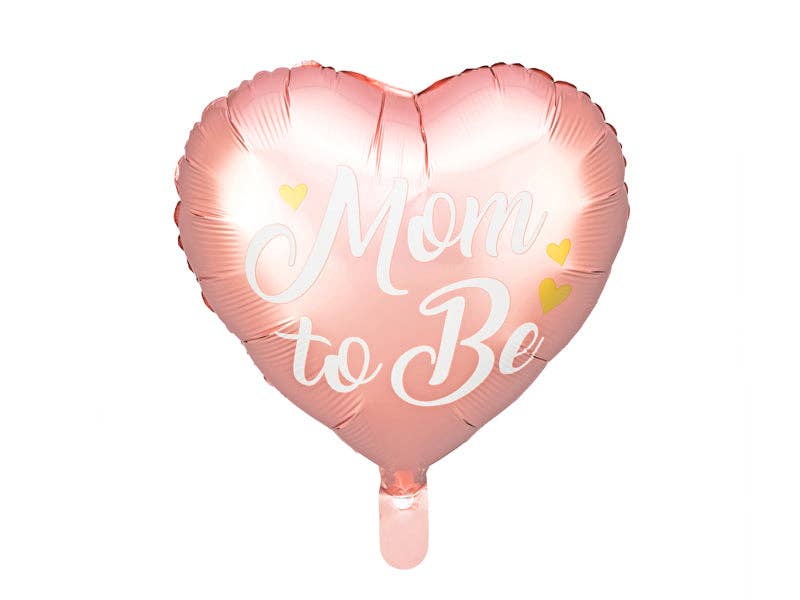 Mom to Be Heart Foil Balloon - Pink or Blue with Gold Metallic Print | 14 Inches