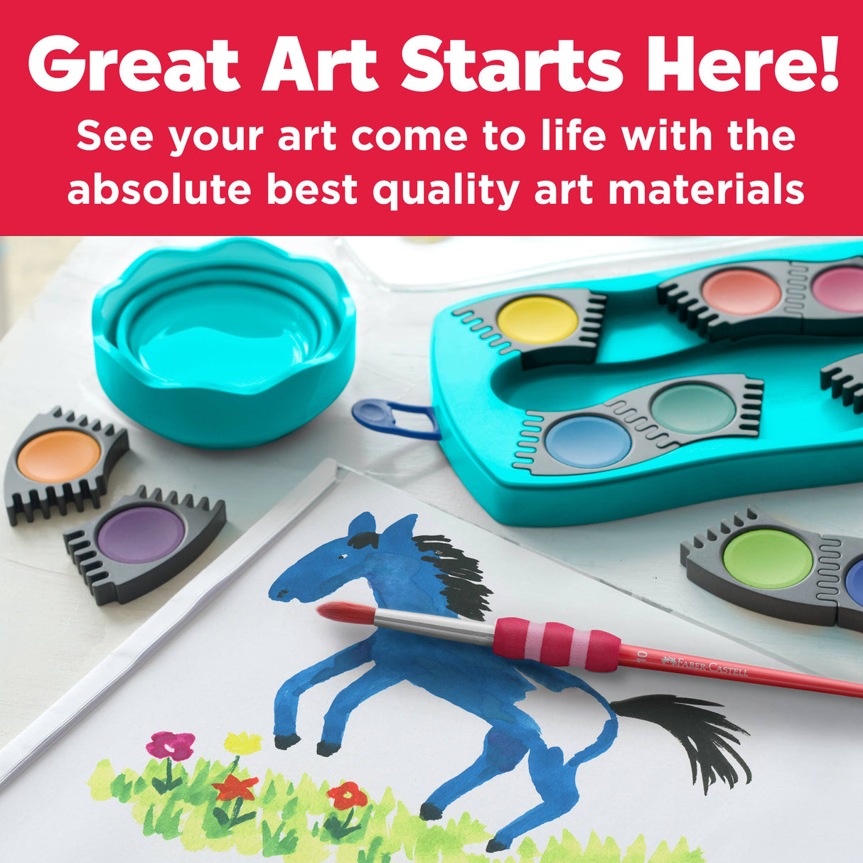 Clic & Go Collapsable Water Cup for Painting, Turquoise