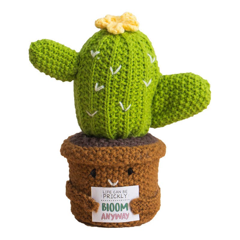 Handmade Plush Cactus Decor with Positive Energy Card