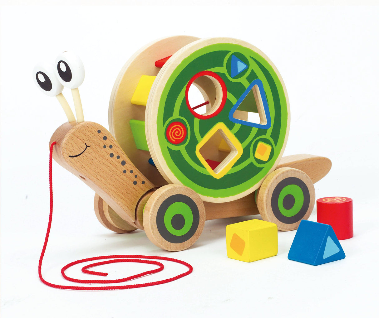 Hape Walk-A-Long Snail - Pull-Along Toy with Shape Sorting.