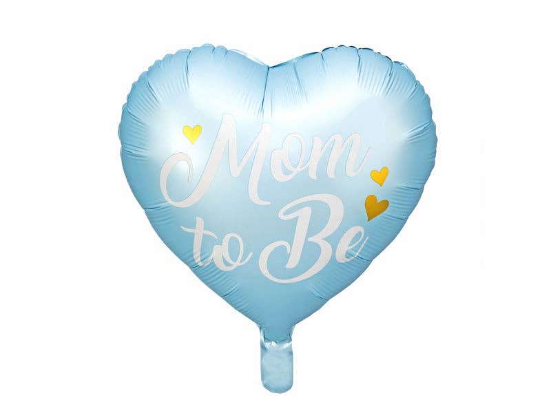 Mom to Be Heart Foil Balloon - Pink or Blue with Gold Metallic Print | 14 Inches