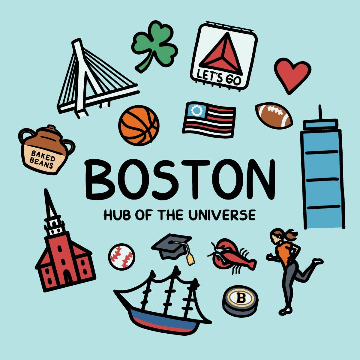 Boston Doodles Icons Massachusetts Toddler Unisex Hoodie