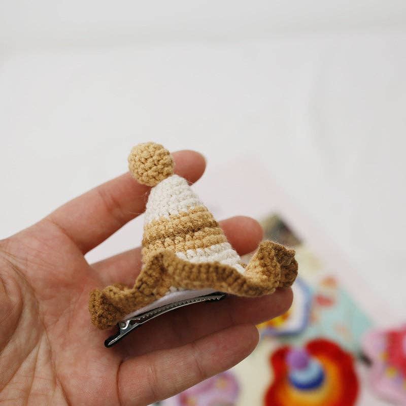 Colorful Princess Crochet Hat Hair Clip Handmade Hair Accessory