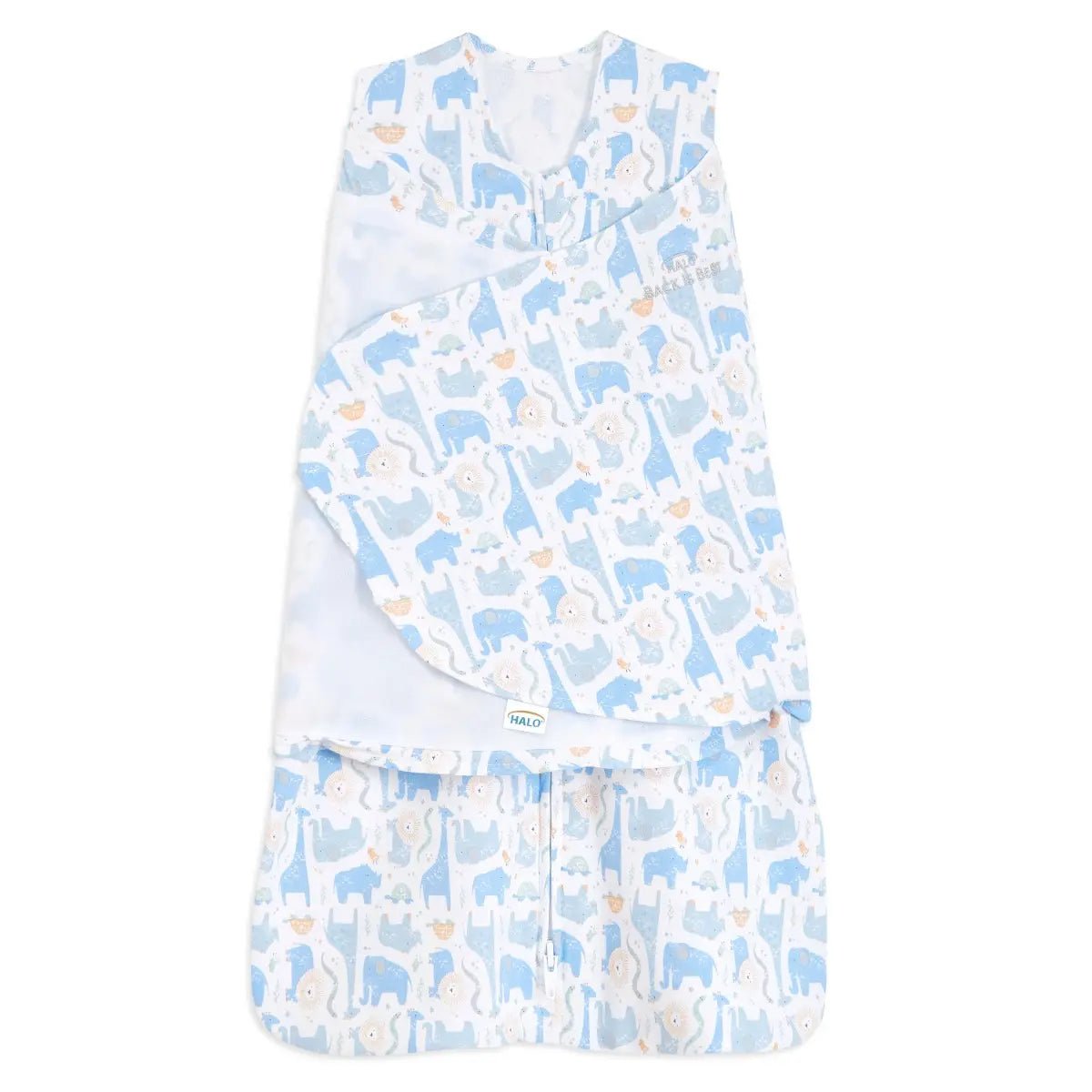 100% cotton sleepsack swaddle blue safari - Tadpole