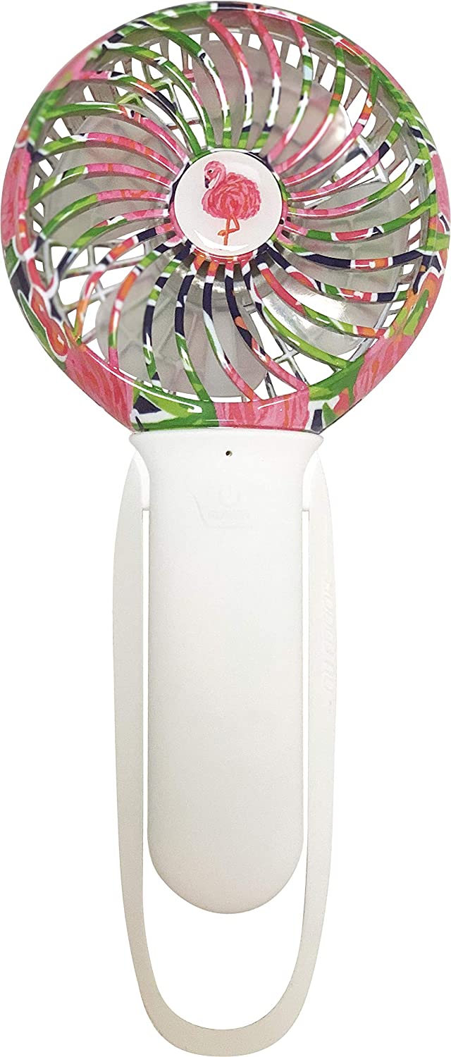 3 Speed Rechargeable Turbo Fan - Pink/White Flamingo - Tadpole