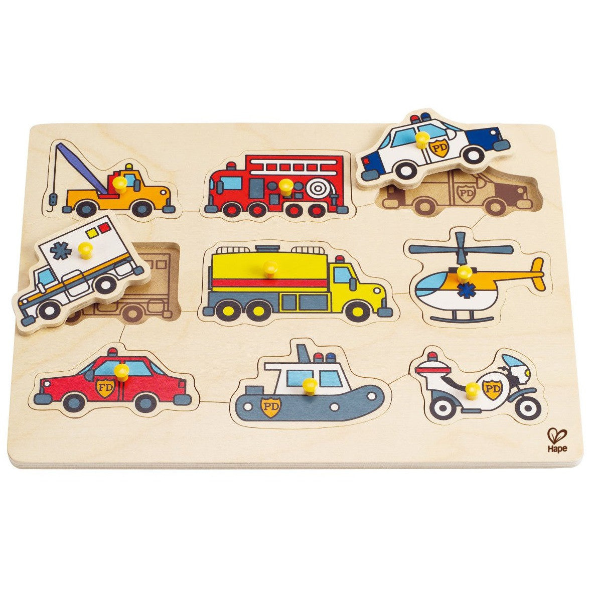 Hape Peg Puzzle Emergency Vehicles - Tadpole